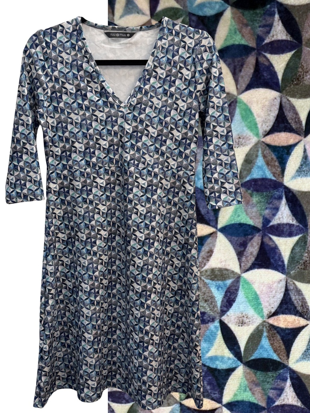 Nuu-Muu Go-Be 3/4 Sleeve Dress in Pirouette Print Size Small